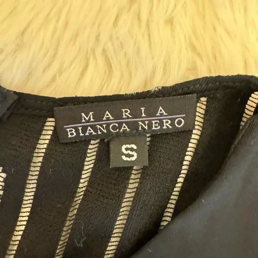 Maria Bianca Nero Black 3/4 Sleeve Lace Back Shift Dress Small NWOT